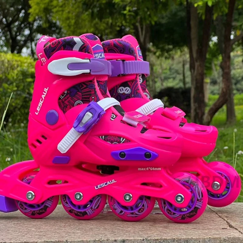 Children Youth Inline Skates Roller Skates Leisure Training Rock Skates With Brake Lock Wheel Removable Washable Size 28-39