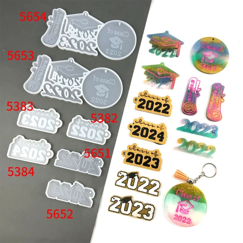 Diy Crystal Epoxy Mold 2023 Graduation Season Hat Present Resin Keychain Pendant Jewelry Accessories Silicone Mold