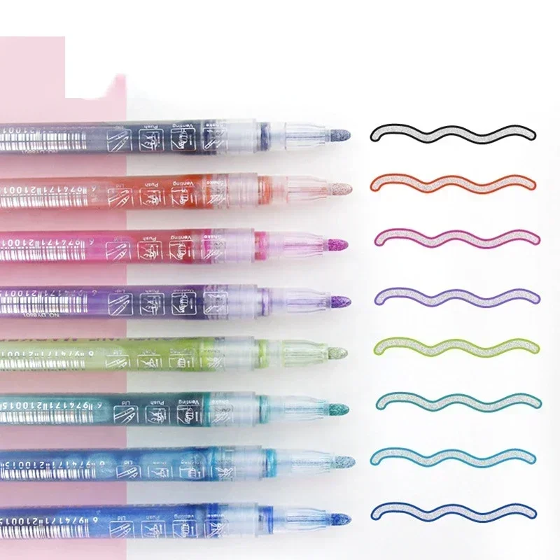 

8 Colors Double Line Outline Art Pen Marker Pen for Students Art Pen DIY Graffiti Highlighter Scrapbook Bullet Diary Poster Card