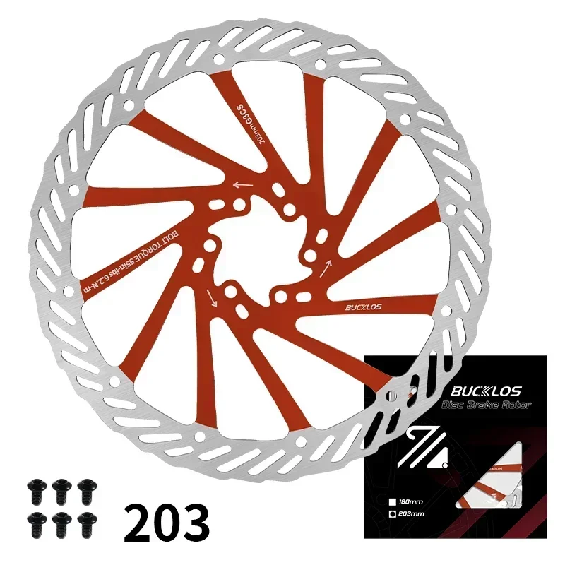 BUCKLOS Fahrradbremsscheibe G3 160 mm 180 mm 203 mm hydraulische Scheibenbremsscheiben mit 6 Schrauben für MTB-Mountainbike-Zubehör