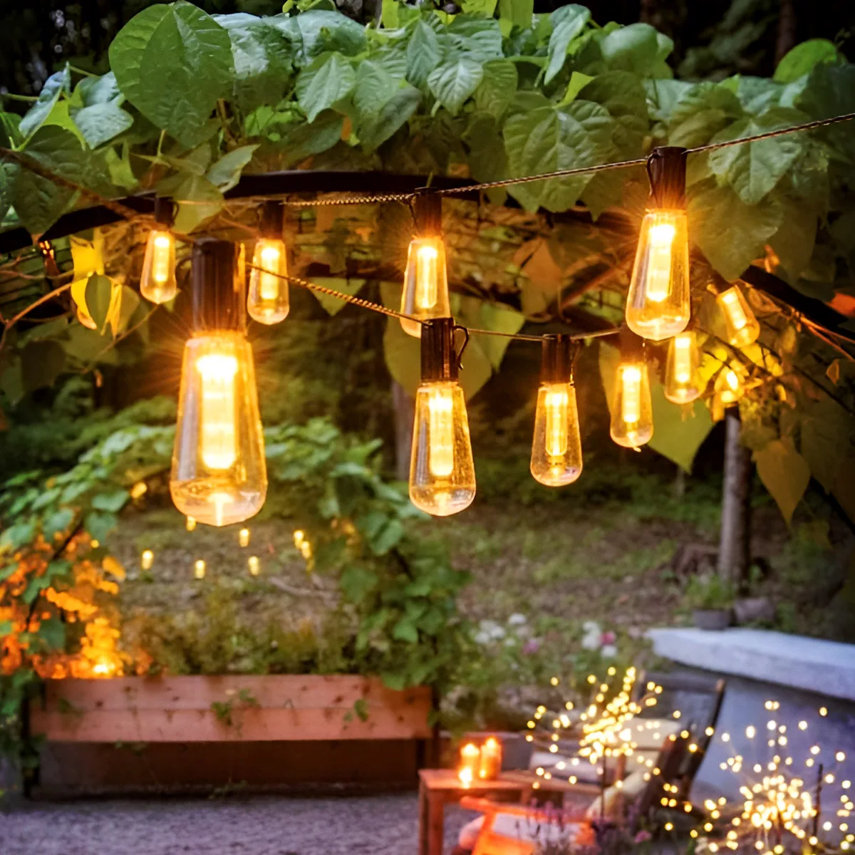 

Лампа Эдисона, атмосферные огни на Хэллоуин, уличные светодиодные солнечные гирлянды, 3,5 метра, 10 лампочек, украшения для праздничной вечеринки