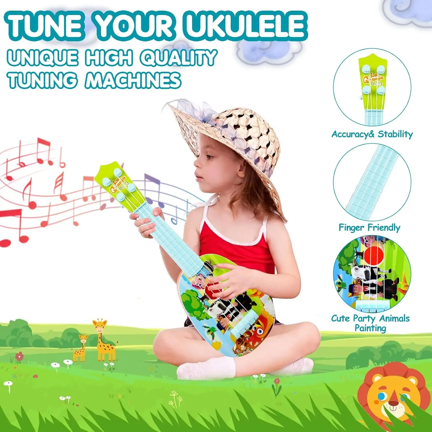 La Granja De Zenon 32CM Mini Size Ukulele Musical Instruments Toys For Children Beginner Small Guitar Toys Zenon Farm Toys