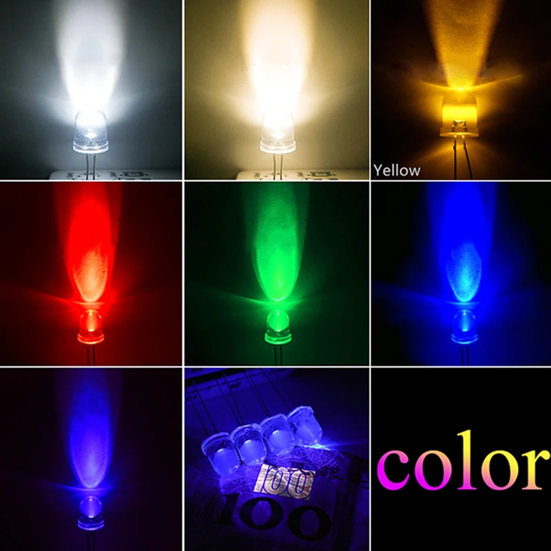 10PCS Highlighting  F10 Transparent LED White Red Blue Emerald-green Warm-white Yellow Orange Pink Purple Diode