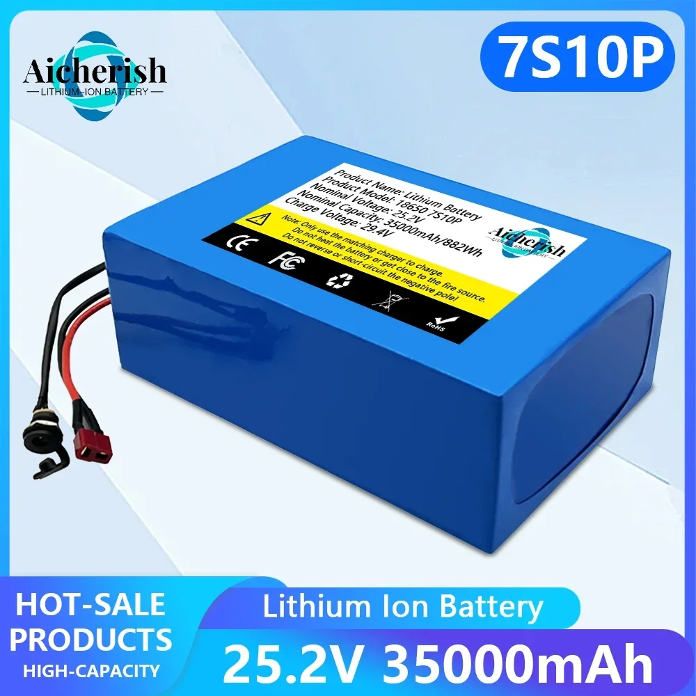 

New Large Capacity E-Bike 7S10P 18650 24V 35000mAh Lithium Ion Battery Pack,For bicycle Replacement Li-ion Battery