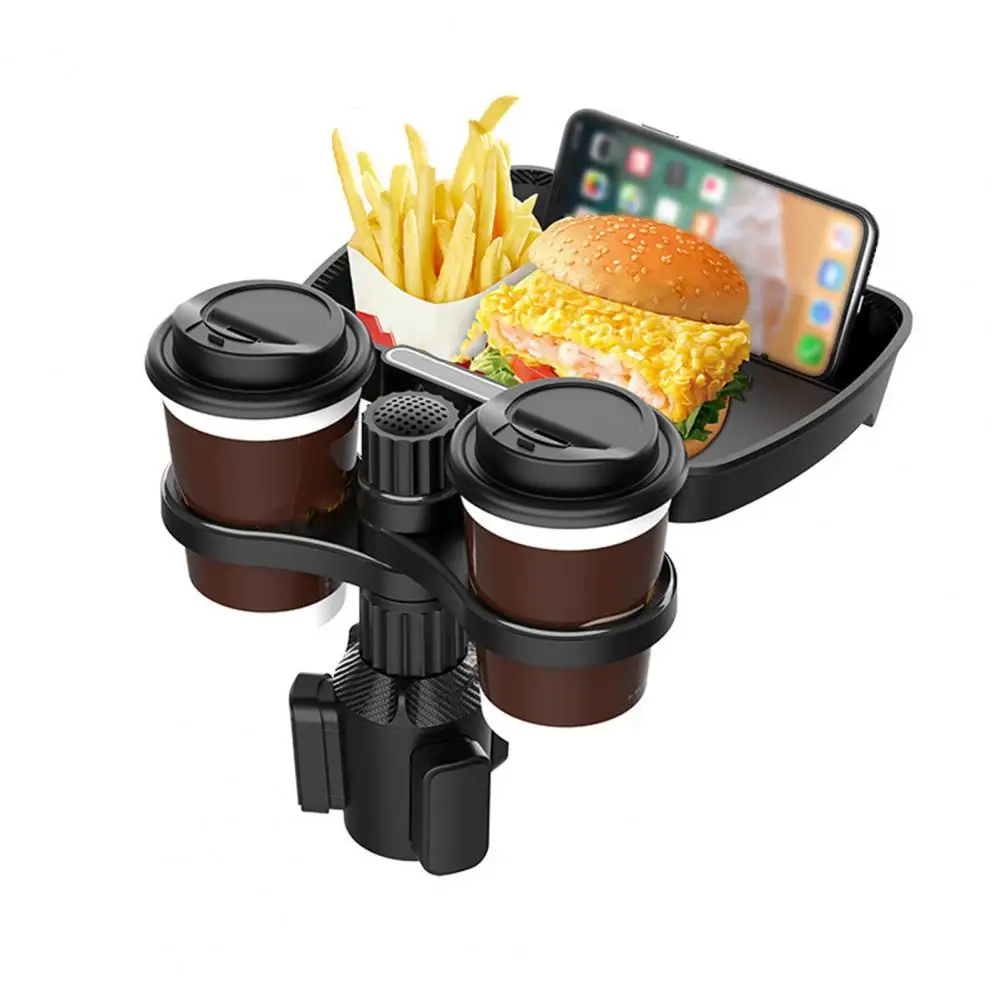 Car Mounted Meal Tray 360 Degree Rotate Auto Table Food Storage Rack Water Cup Holder Tray Car Cup Holder Interior Accessories