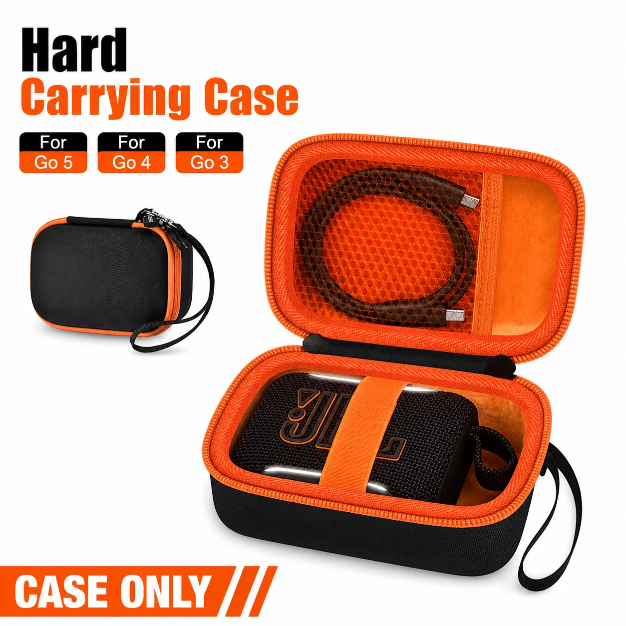 Bluetooth Speaker Storage Case For JBL Go 5 For JBL Go 4 For JBL Go 3 Hard Shell Mesh Pocket for Hiking Camping Travel Case Only