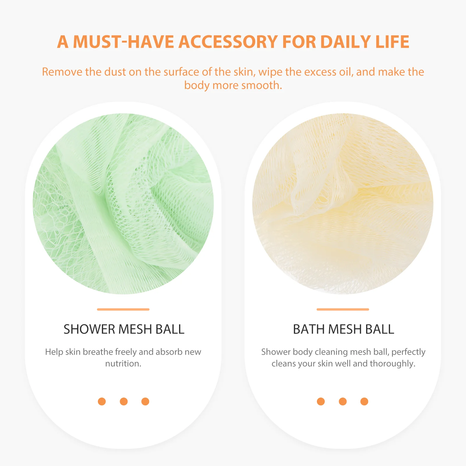 

6Pcs Shower Body Cleaning Mesh Ball Bath Sponge Scrubber Pouf for Women Men Skin Friendly Polyethylene Material