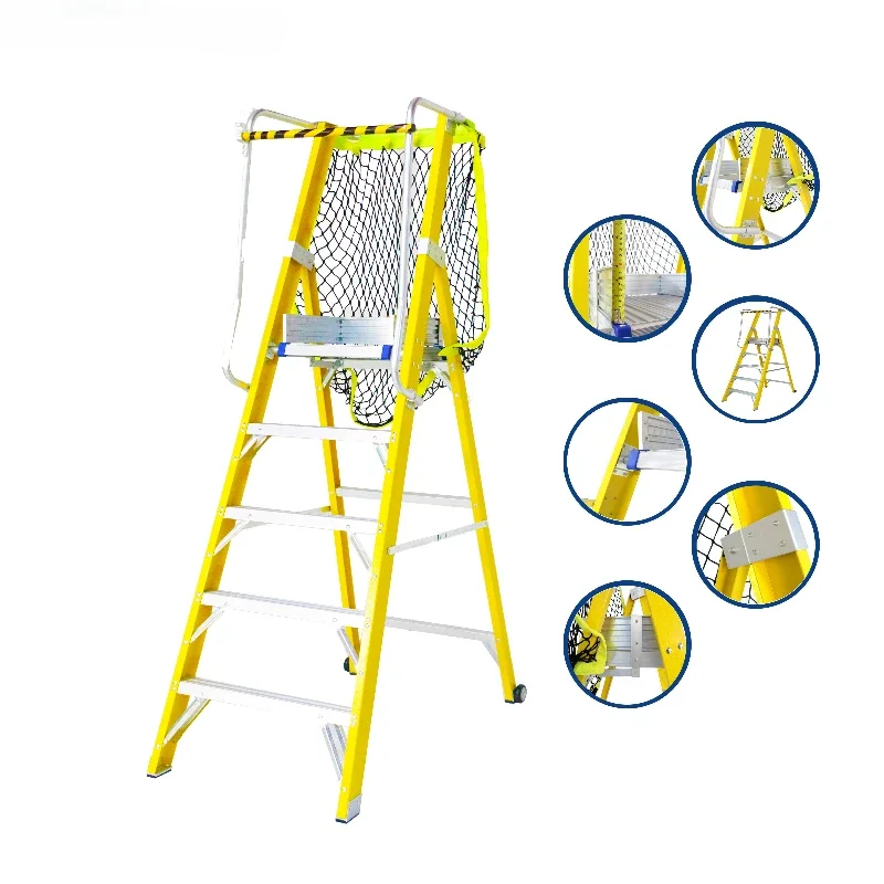 Industrial Mobile Portable Insulated Fiberglass Ladder Platform Ladder Bracket