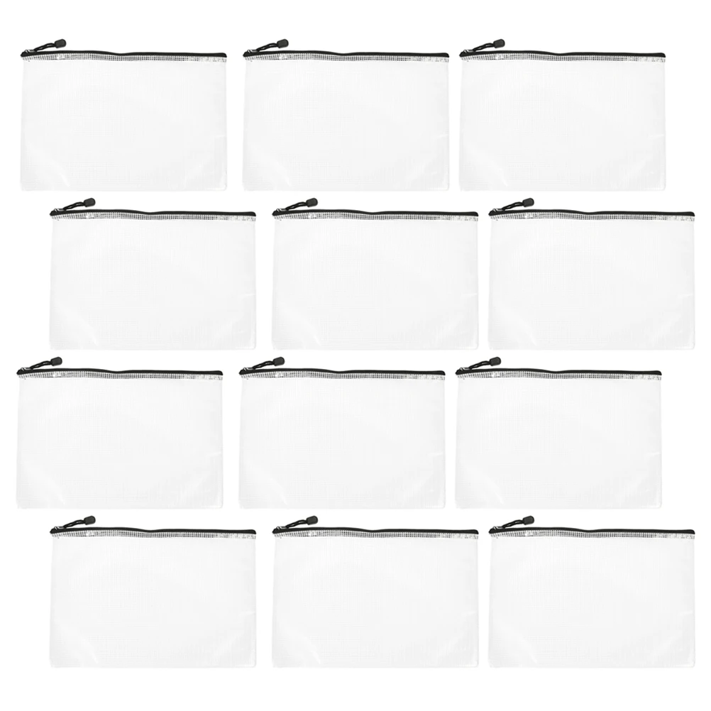 

15 Pcs Educational Supplies Travel Zippers Mesh Design File Pouch Pvc Organizers and Storage Bags