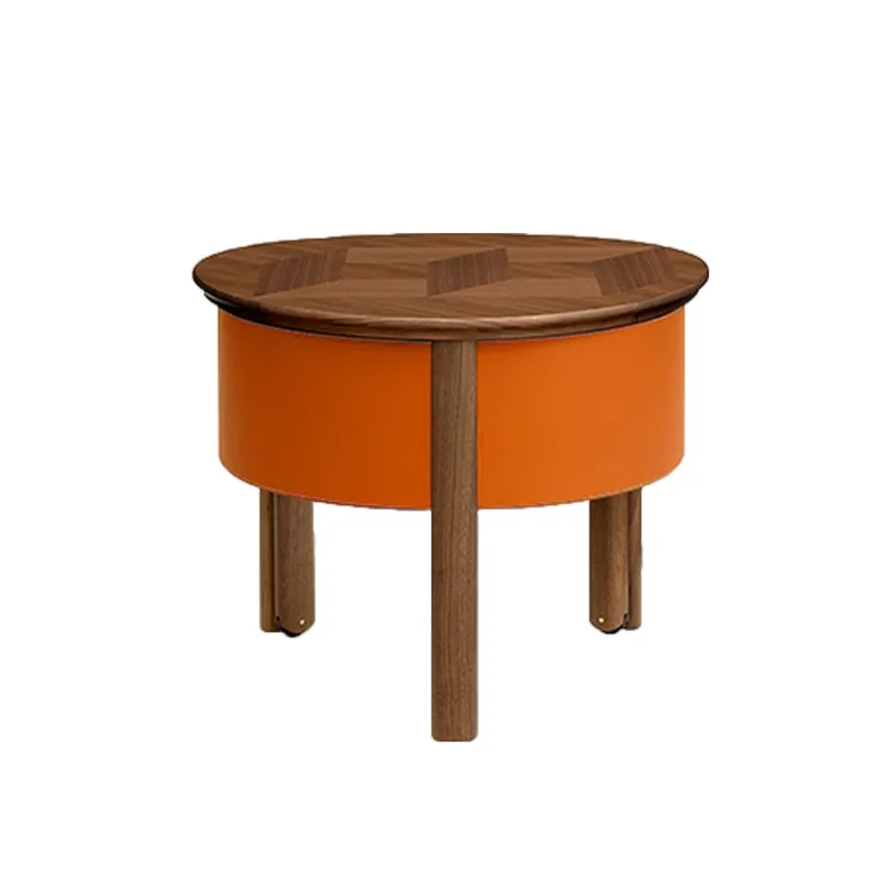 Italian minimalist designer living room bedroom model room sofa side few saddle leather rotating storage coffee table