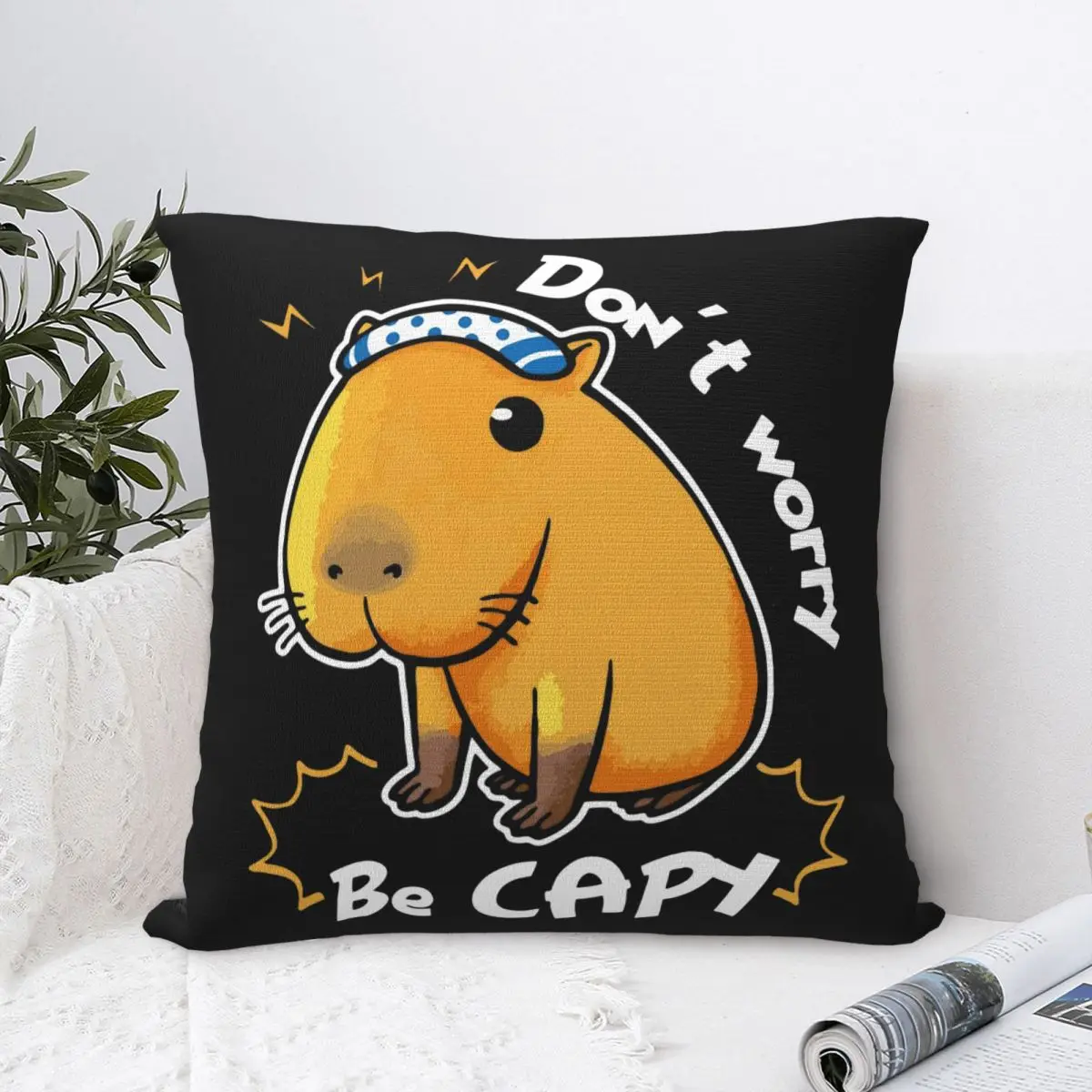 Capybara Don't Worry Be Capy Pillow Case Kawaii Animal Cushion Cover Customized Polyester Decorative Pillowcase for Home 18