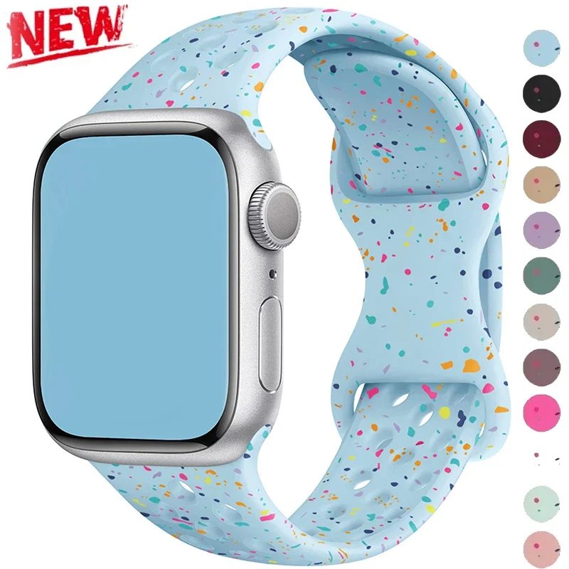 Sport Silicone Strap for Apple Watch Band 40mm 41 45 44mm 38 49mm Breathable Bracelet for iWatch Series 12 11 10 9 8 7 6 5 3 SE