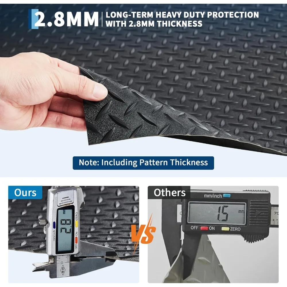 سميكة 4x10 الماس لوحة PVC المطاط جراج الكلمة حصيرة، 2.8mm عدم الانزلاق مقطورة الطابق حامي حصيرة لتحسين السلامة #2