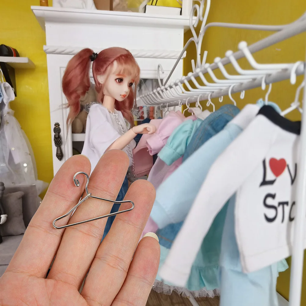 

25Pcs Mini Hangers for Clothes Metal Sturdy Support Organizer Rack Display Stand Kids Room Nursery Storage Solution