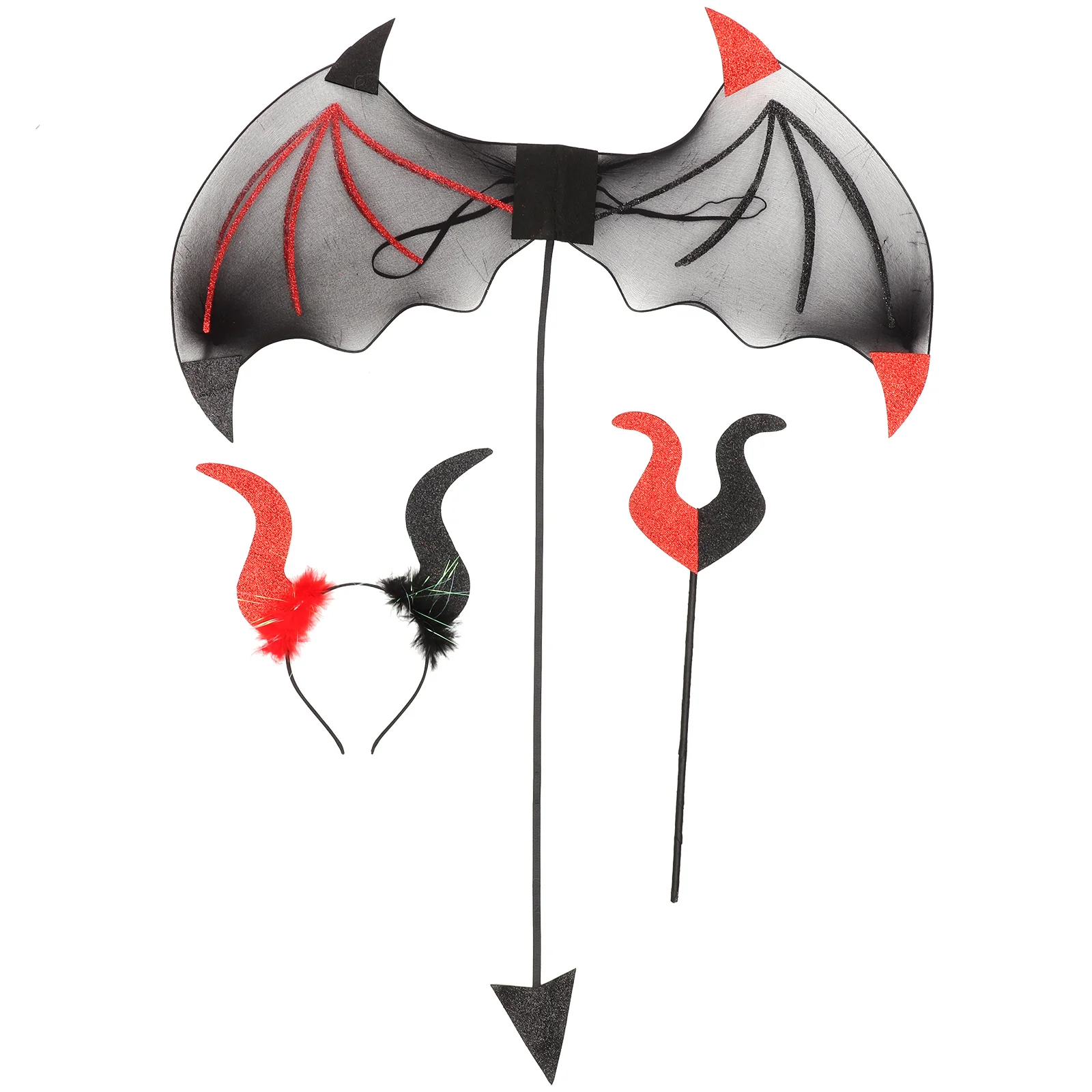 

Demon Wings Set Costume Horn Outfits Party Headwear Devils Accessories Headbands Trumpet Prop