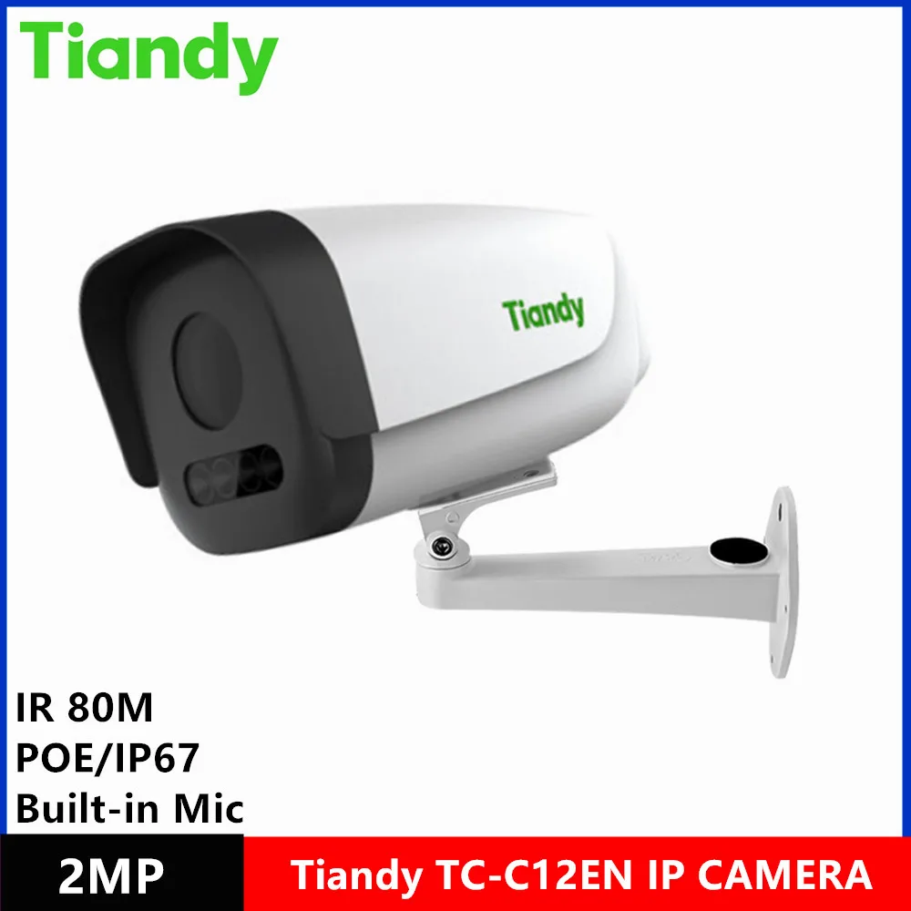 Original Tiandy brand TC-C12EN 2MP built-in MIC IP67 POE starlight Built-in 4 Leds IR 80meter Bullet ip Camera