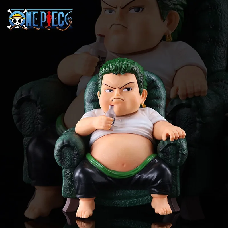 

12cm One Piece Anime Figure fat Roronoa Zoro Action Figures toys model Statue Collection Desktop decoration Pendant Kid Gifts