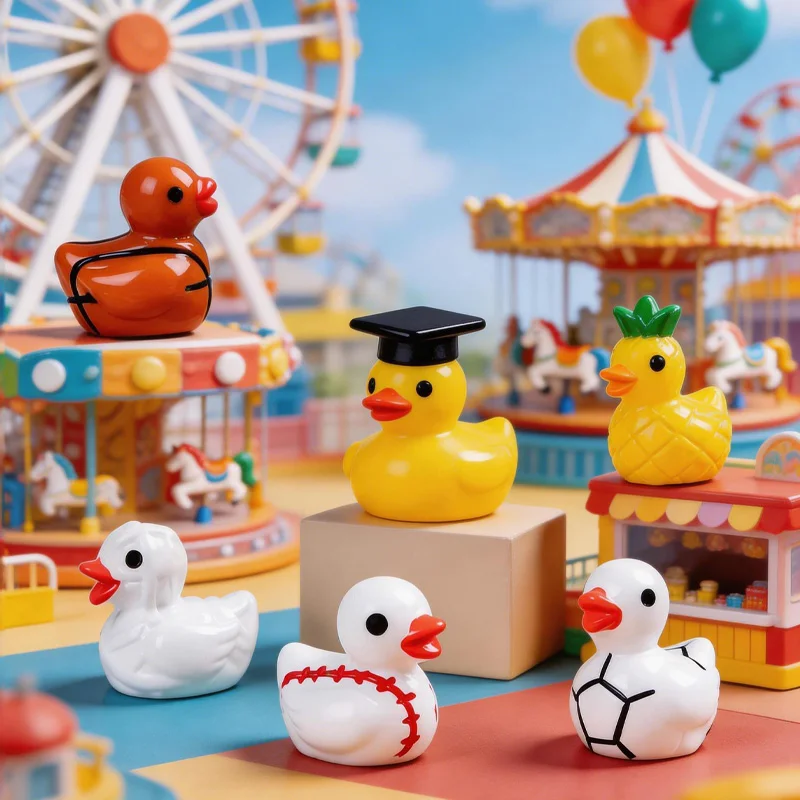 Various Styles Mini Resin Ducks, Creative Cute Animal Figurines, DIY Craft Accessories & Desktop Ornaments, Random Styles