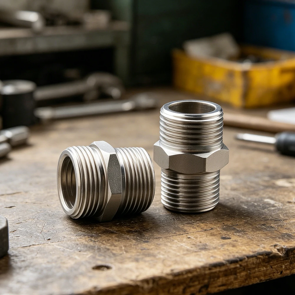 Double Male Thread Fitting Bar Accessory SUS304 Threaded Nipple 304 Stainless Steel Nipple Rust Proof Construction