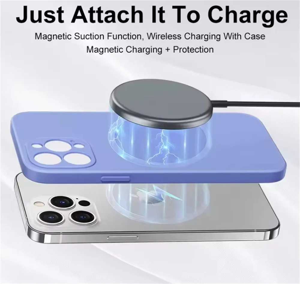 Original Flüssigsilikon für Magsafe Wireless Charge Magnetische Hülle für iPhone 16 15 14 Plus 13 12 11 Pro X XR XS 7 8 Soft Cover – Detail 3