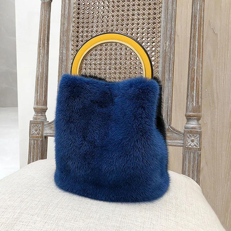 Women\'s Handbags Trend 2024 Real Fur Mink Bag Party Clutch Shoulder Bag Women Crossbody Bags Clutch Evening Bag Female Fur Bags