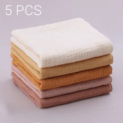 5pcs/Set Square Cotton Baby Face Towel Handkerchief Soft Absorbent Gauze Baby Towel Kids Feeding Bibs Burp Cloths Washcloth