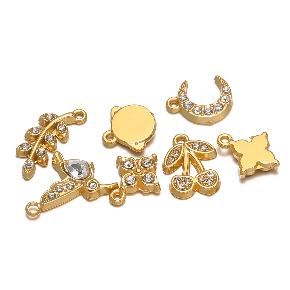 

5 шт., подвески из нержавеющей стали в форме листа, звезды, клевера, подвески с кубическим цирконом для ювелирных изделий «сделай сам», серьги, ожерелье, аксессуары для изготовления одежды