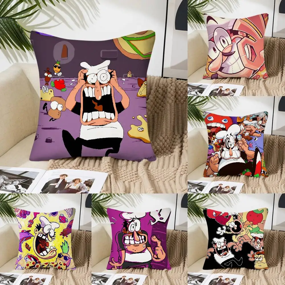 P-Pizza Tower Game Pillow Case Fashion Square Pillowcase Bedroom Sofa Room Ins Decoration Leisure