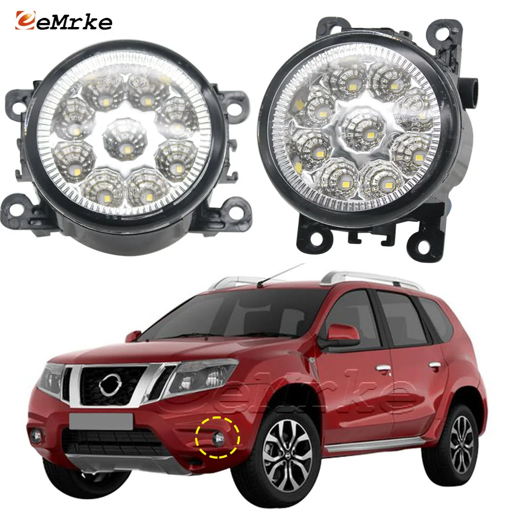 Car Styling Left and Right Side For Nissan Terrano 2013~2022 9 Led / Halogen Fog Lights Assembly Front Daytime Running Lamp