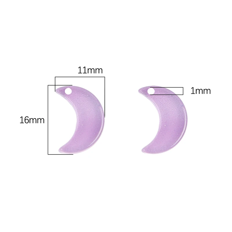 

10Pcs Crescent Moon Shaped Glass Beads 16x11mm Multi-Gradient Lampwork Crystal Pendants for DIY Jewelry Making Earing Accessory