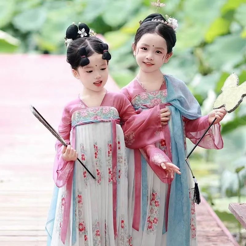 Chinese Hanfu retro cute imitation Tang Dynasty girls' dress - view 2