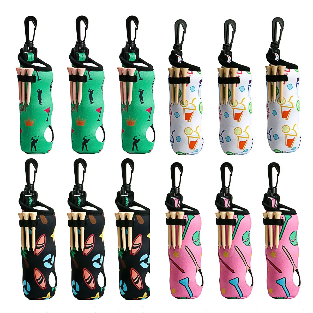 

Golf Tee Holder Print Golf Ball Carry Bag Pouch Golf Ball Holder with Light Weight Hook Keychain Belt Clip Golf Gift Accessories