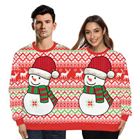 Funny Couples Christmas Crewneck Sweatshirt Long Sleeve Two Person 3D Printed Pullover Funny Xmas Party Wear Women Men Clothing