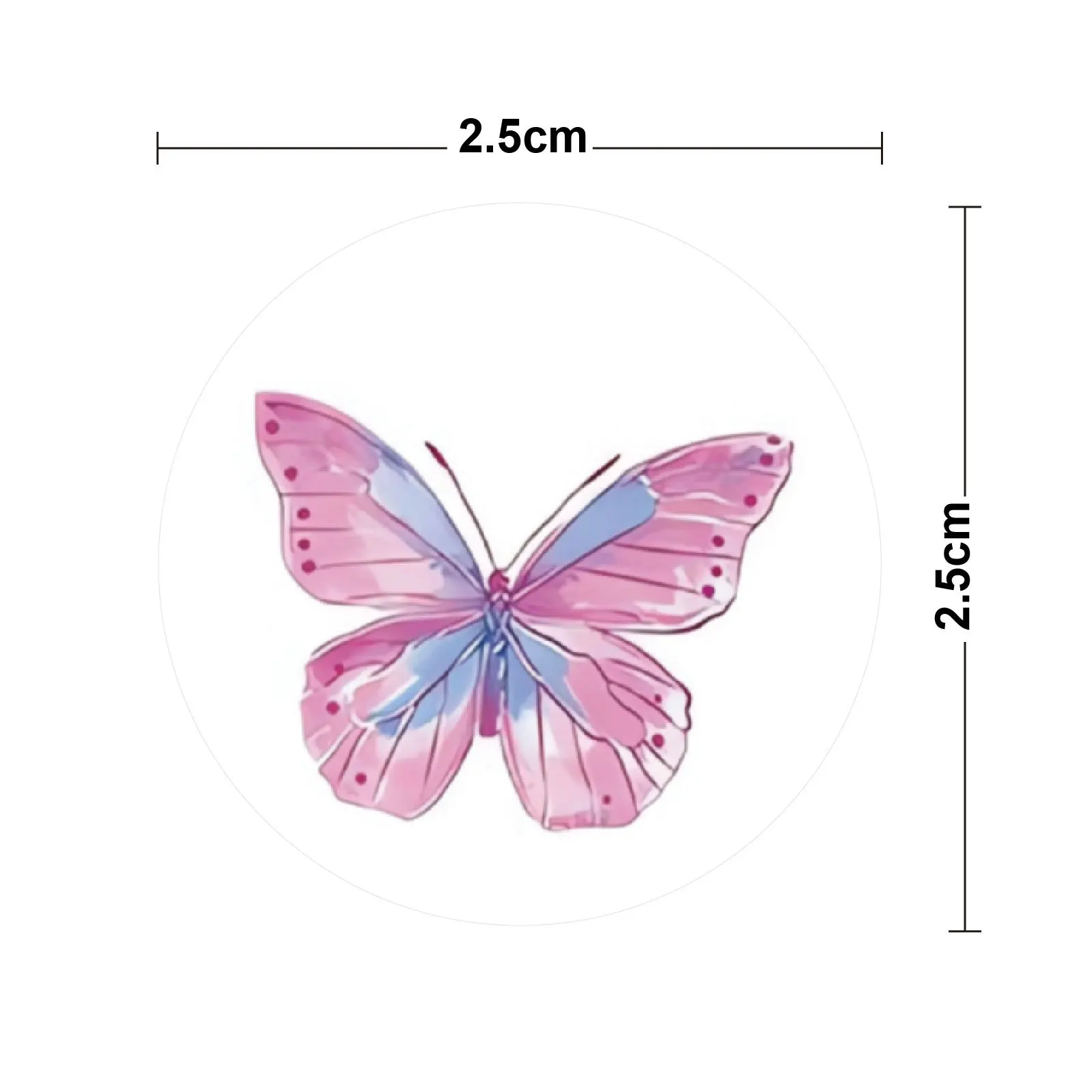 500Pcs /1 Rolls 2.5cm/1inch Pink Yellow Butterfly Flower Shaped Sticker Decoration Gift Box Sticker Label Stationery Sticker