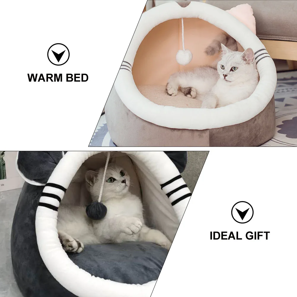 

Pet Bed Warm Cat Comfortable Dismountable Lounge Nest Comfy Sleeping Supply Indoor Cartoon Calming Puppy Pet Pad House Breathing