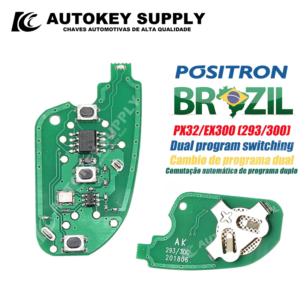 AutokeySupply AKBPCP095 Brasile Positron Flex Sistema di allarme chiave per auto a distanza Doppio programma PX32 EX300 293 330 360 Per Citroen