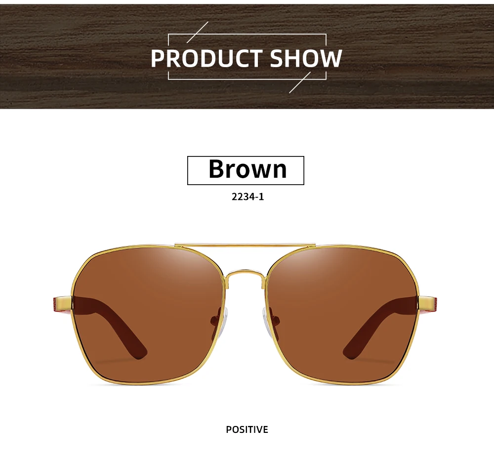 GM Fashion Retro Metallische Eckige Sonnenbrille für Damen und Herren Luxus Designer Marken Beliebte Fahrer-Sonnenbrille aus Bambus und Holz – Detail 5