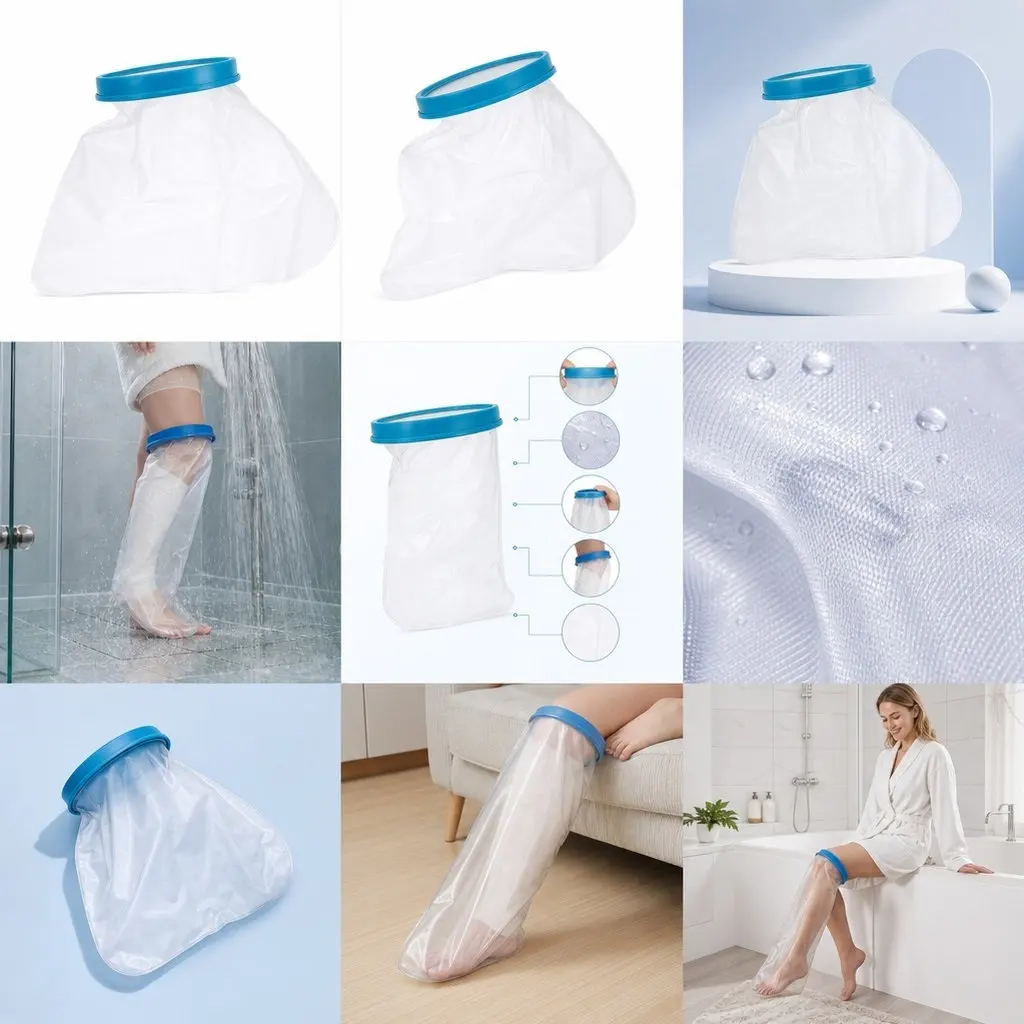 1Pcs Waterproof Foot Cast Cover Sky-Blue Protective Sleeve for Shower Bath Reusable Knee Cast Protector Foot Protective Cover