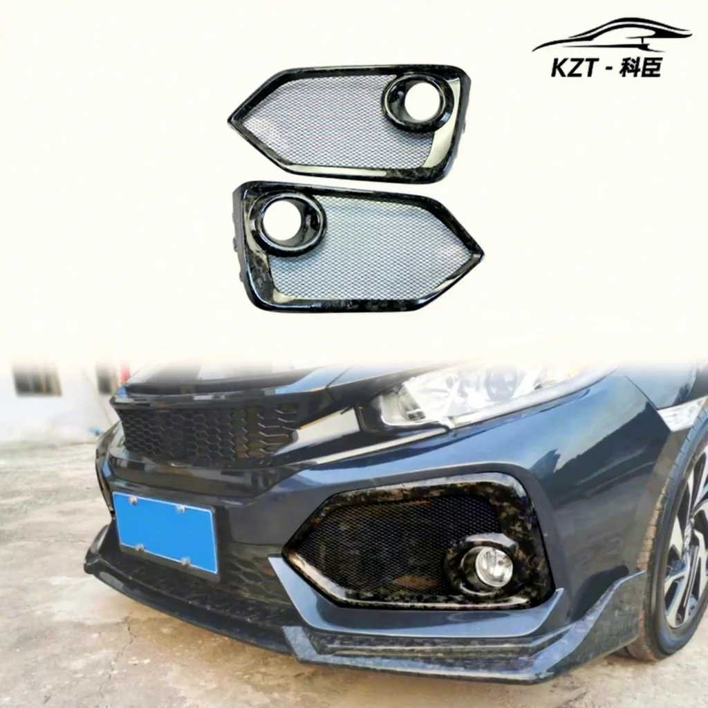 

For HONDA Carbon Fiber Forged Looks Civic FK7 (FC SI) Front Fog Light Cover Replacement With Aluminium Grilles (NOT Fit FK8)