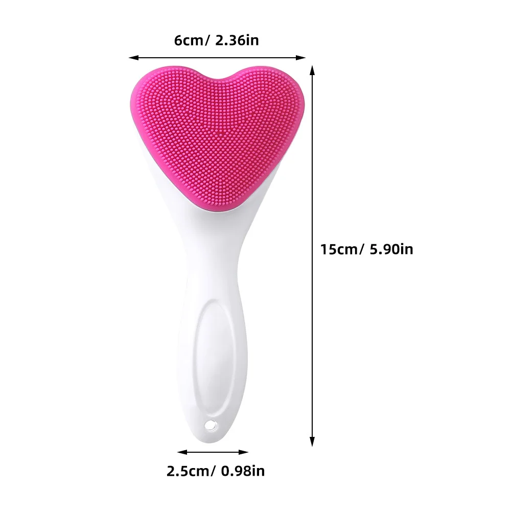 فرشاة تنظيف الوجه اليدوية من السيليكون، فرشاة غسل الوجه على شكل قلب للنساء، تنظيف البشرة العميقة، مقشر الوجه اليدوي #4