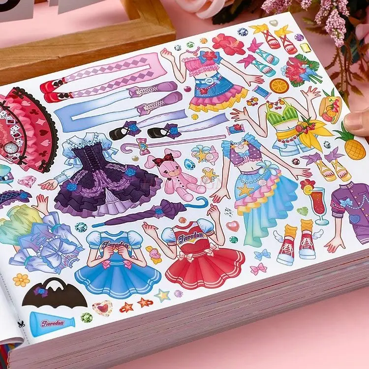 36book Beautiful Princess Dress Up Sticker Book Children's Toy Girl 6 Years Old 3 Stickers Changing Clothes Sticker Painting
