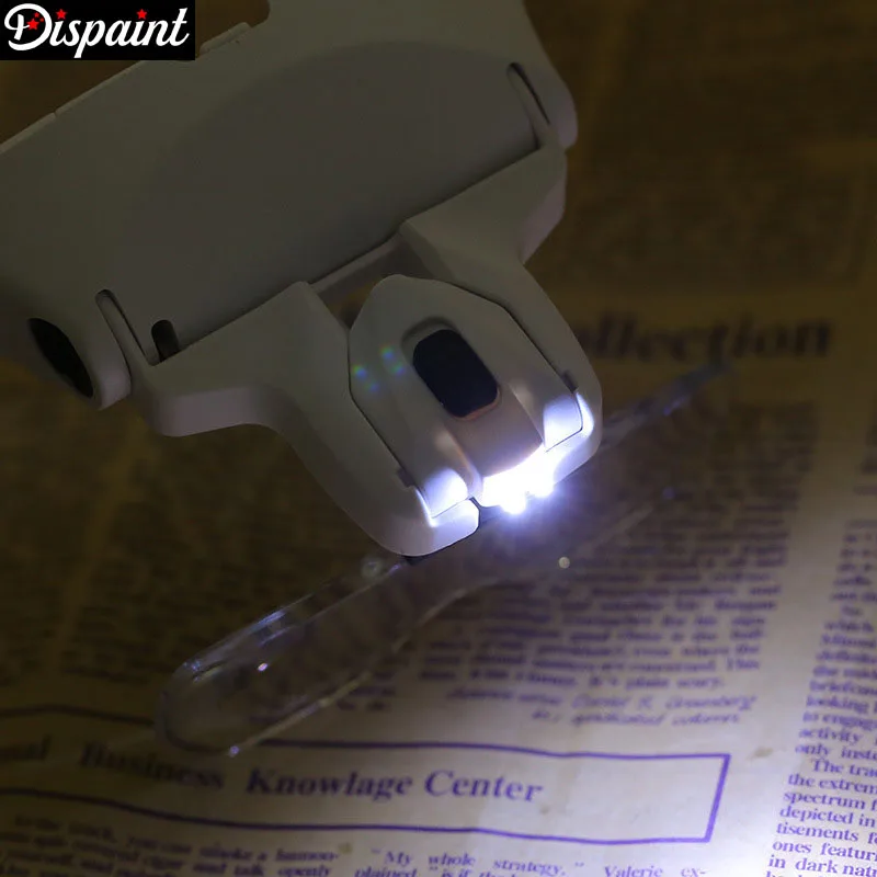 Dispaint Diamond Painting Embroidery 1.0X 1.5X 2.0X 2.5X 3.5X Adjustable 5 Lens Loupe LED Light Headband Magnifier Glass Lamp