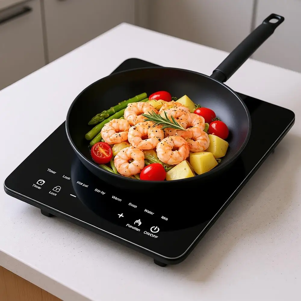 

1800W Portable Induction Cooktop, Single Burner Electric Stove with Touch Control, 8 Power Levels, Timer & Child Safety Lock, 12