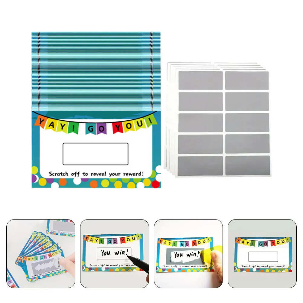 

50 Sheets DIY Scratch Off Cards Blank Ticket Sets for Party Favors Student Prizes School Supplies Fun Reveal Games Craft