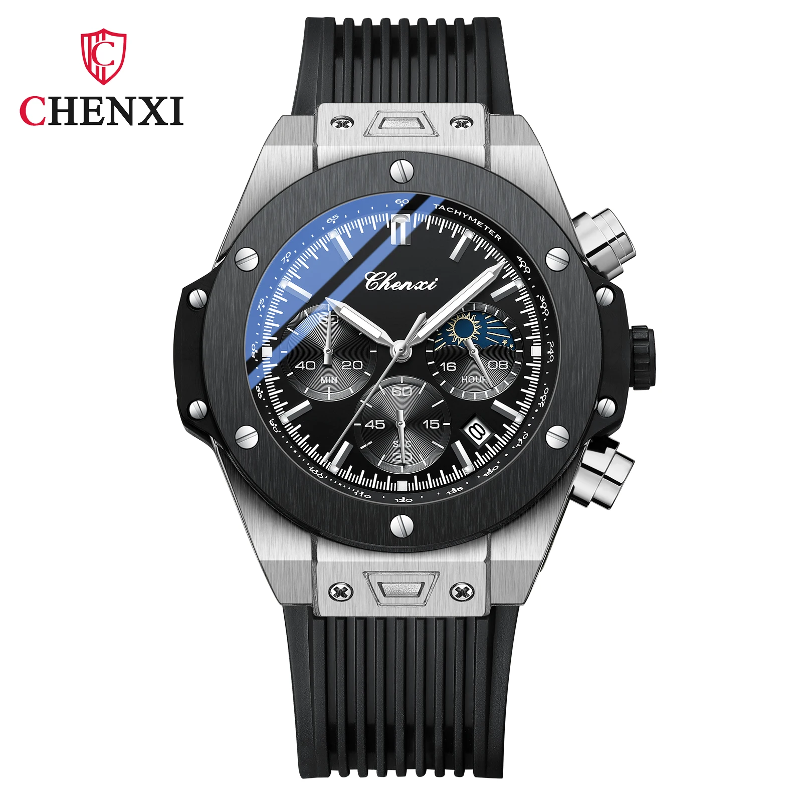 Men Watches High Quality Waterproof Sports Chronograph Quartz Wristwatches Silicone Strap Calendar Luminous Watch For Men