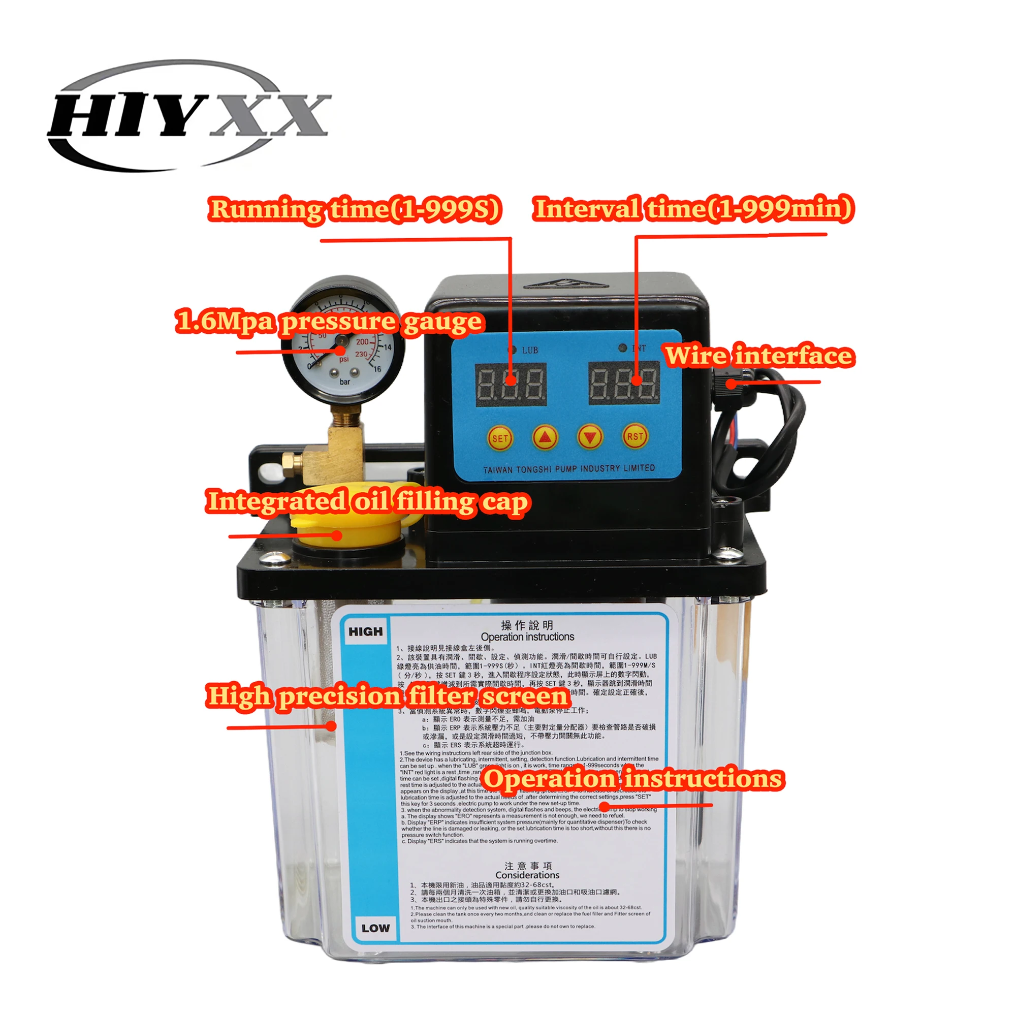 2L Automatic Electric Oil Lubrication Pump for CNC Machine Tool AC 110V 220V 4mm 6mm Outlet Lubrication System Spindle Grease