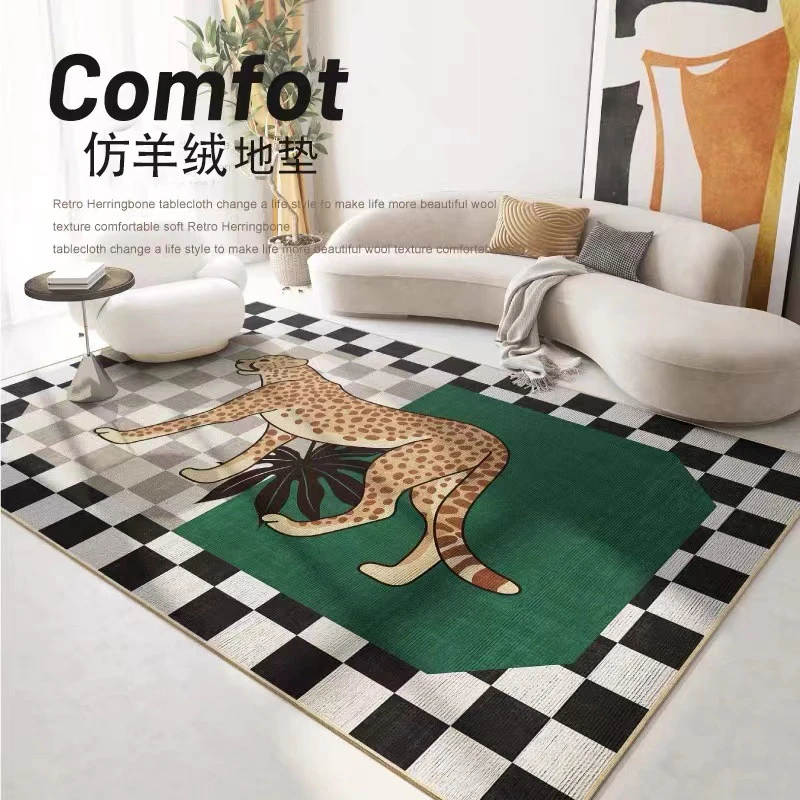 Cartoon Lion Pattern Carpet, Large Soft, Warm, Fluffy, Home Living Room Decoration, Bedroom, Household Kids Play Area, Floor Mat