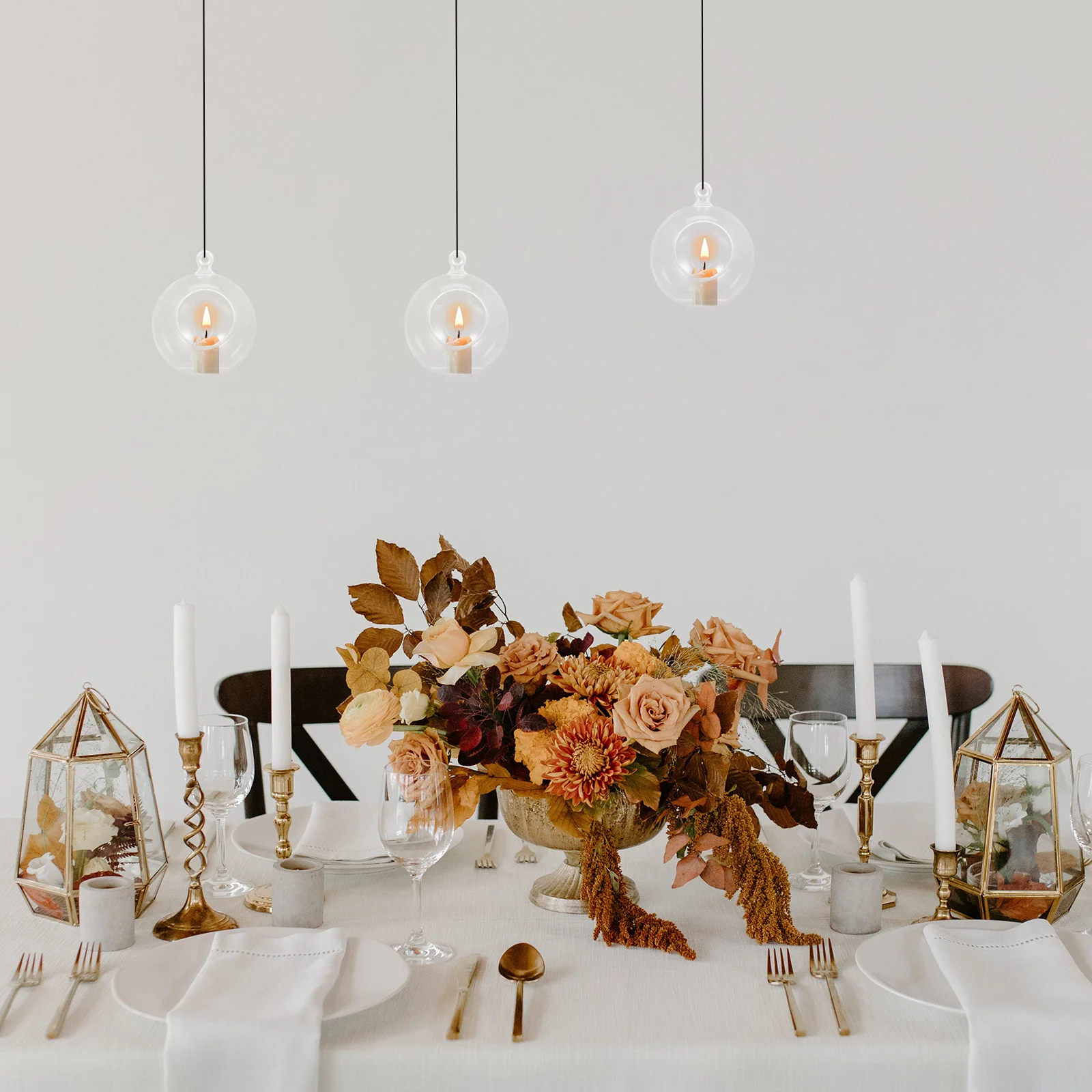 

Festive Christmas Hanging Ball 12 Pcs Clear Glass Vase for Xmas Ornaments Tree Decor Home Wedding Party Tea Light Display