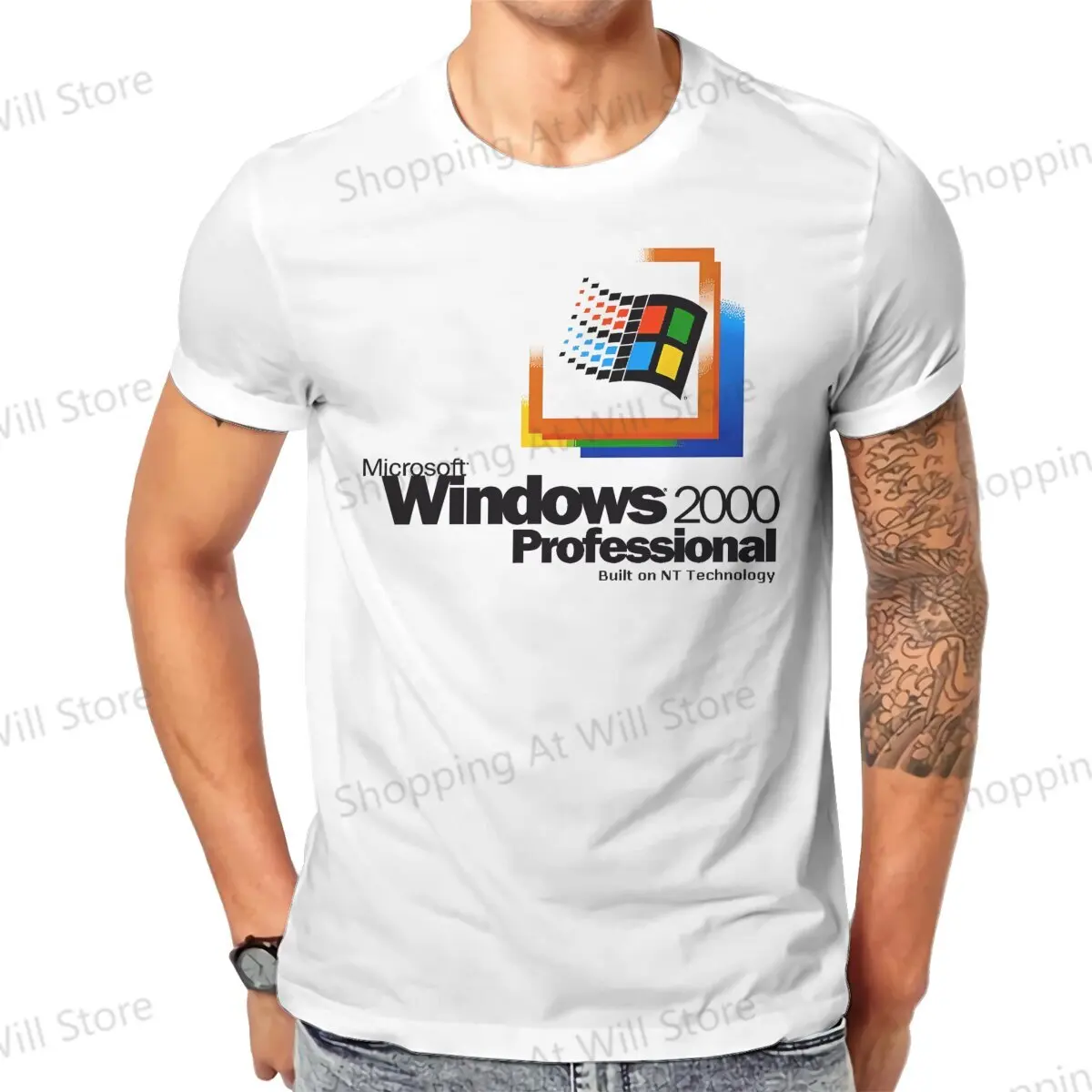 Camisetas de verano para hombres y mujeres, accesorios para sistema informático Windows 95, camiseta de manga corta con cuello redondo de inicio de Windows 2000