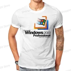 Summer Men's and Women's T-shirts Windows 95 Computer System Accessories Windows 2000 Startup Round neck short sleeved T-shirt